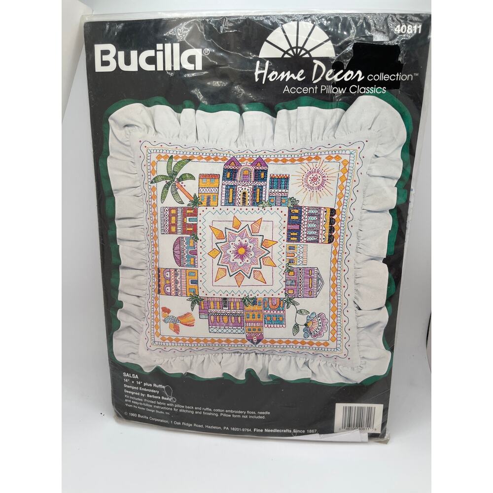 VTG Bucilla Accent Pillow Classics Salsa Stamped Embroidery Kit Sewing Craft